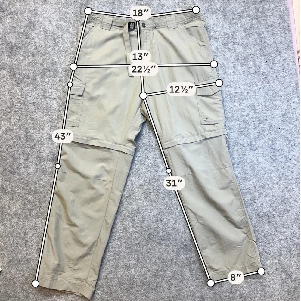 Pacific Trail Convertible Cargo Pants Mens 38x32 Khaki Zip Off Hiking